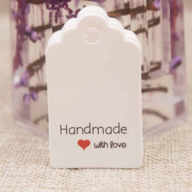 Тег, Handmade with love, 1 шт, 50x30x0,4 мм