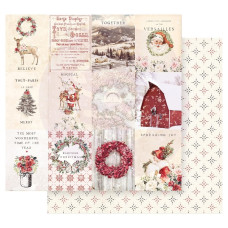 Лист двостороннього скраппаперу з фольгуванням Christmas Magic - Christmas in the country , Prima