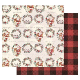 Лист двусторонней скрапбумаги с фольгированием Most Wonderful Time Of The Year - Christmas in the country , Prima