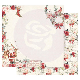 Лист двусторонней скрапбумаги с фольгированием Sweet Santa Claus - Christmas in the country , Prima