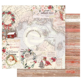 Лист двусторонней скрапбумаги с фольгированием Northern Regions - Christmas in the country , Prima