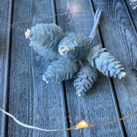 Міні шишки пластикові, 6 шт, блакитний, шишка 4,5х2,5 см