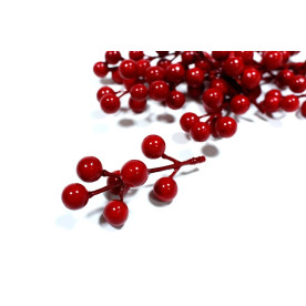 Букет ягодок, красный, размер веточки 9 см, 7 ягодок