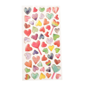 Набор эпоксидных наклеек Сердечки, размер листа 18х9 см