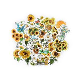 Набор наклеек Подсолнухи и ромашки, 4-8 см, 50 штук