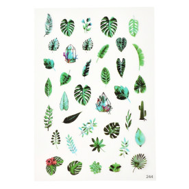 Аркуш наклейок Екзотичне листя, матеріал прозорий пластик, 15х10.5 см