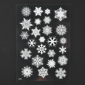 Аркуш наклейок Сніжинки, 15х10.5 см, розмір сніжинки 15-30 мм.