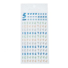Набор эпоксидных наклеек Цифры и знаки, голубые, 20х10 см