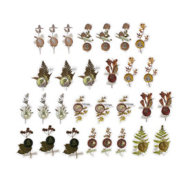 Набор наклеек из пленки, Винтажный гербарий, около 4-6 см, 30 шт