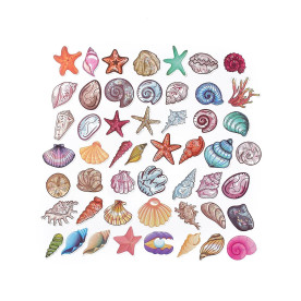 Набор наклеек Жители океана, 50 штук, 5-9 см