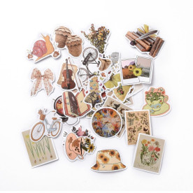 Набор наклеек, Винтажные мелочи, размер 3-7 см, 50 шт