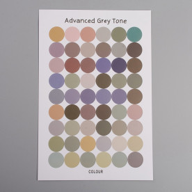 Аркуш наклейок Кольорові кола Складні сірі кольори, розмір кола 16 мм, 54 шт.