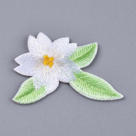 Декор вышивка Эдельвейс, 30х49 мм, белый, 1 шт.