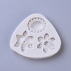 Силиконовый молд, Брошь и цветы, 74x83x9 мм