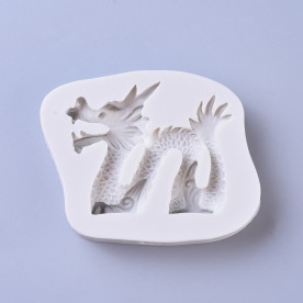 Силіконовий молд, Китайський дракон, білий, 76x65x15 мм