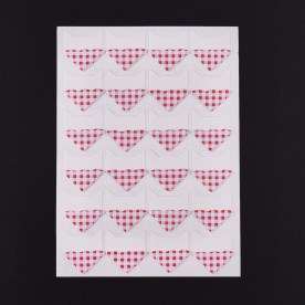 Лист наклейок, куточки для фото, червона клітинка, 12.5x9 мм, куточок 22x20 мм