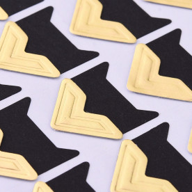 Лист наклейок, куточки для фотографій, чорно-золотий, 12.5x9x0.07 мм, куточок 21x20 мм