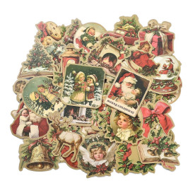 Набор наклеек Винтажный Новый год, 4-6 см, 50 штук, водостойкие
