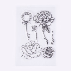 Силиконовый штамп, Розы, Надпись Happiness,, 10 до 91 мм