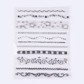 Силиконовый штамп, Узорные линии, Ноты,, 4 до 23 мм, длина, 121 до 135 мм