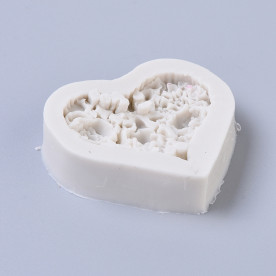 Силіконовий молд, Серце із квітів, 50x52x11,5 мм