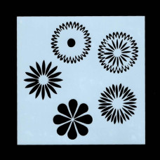 Пластиковый трафарет, Цветы с частыми лепестками, 1 шт, 13x13 см, толщина 0,2 мм