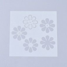Пластиковый трафарет, Цветы с восемью лепестками, 1 шт, 13x13 см, толщина 0,2 мм