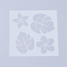 Пластиковий трафарет, Дві квітки з листям монстери, 13x13 см, товщина 0,2 мм