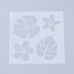 Пластиковый трафарет, Два цветка с листьями монстеры, 13x13 см, толщина 0,2 мм