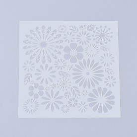 Пластиковый трафарет, Узор из разных цветов и листьев, 1 шт, 13x13 см, толщина 0,2 мм