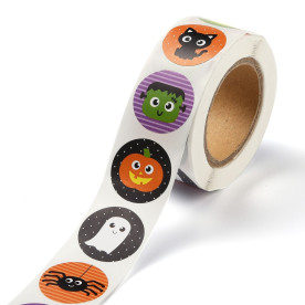 Набір наклейок стікеров в рулоні, Хелоуін, 25 мм, 500 шт.