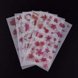 Набір наклейок стікерів Квіти в рожевих відтінках, 16х8 см, 6 аркушів