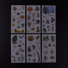 Набор наклеек, стикеров Времена года, 16х8 см, 6 листов