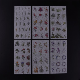 Набор наклеек, стикеров Растения в цвету, 16х8 см, 6 листов