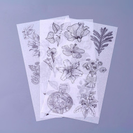 Набор наклеек, стикеров, Черно-белый сад, 200x100 мм