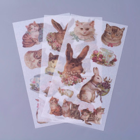 Набір наклейок, стікерів, Кролики, Коти, 200x100 мм