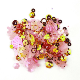 Набор пайеток, микс форм, 4-19 мм, фуксия + золото, 3-5 грам