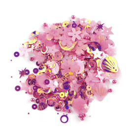 Набор пайеток, микс форм, 4-19 мм, в ярко-розовых тонах, 3-5 грам