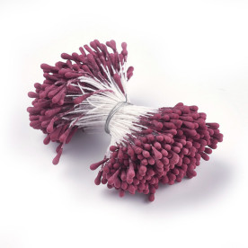 Набор тычинок для цветов, 30 шт, бордовый, 62x2 мм