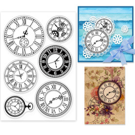 Силиконовый штамп Циферблаты часов, 11х16 см