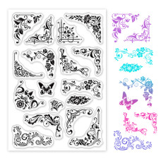 Силиконовый штамп Узоры уголки, 11х16 см