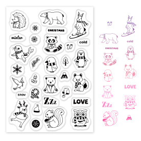 Силіконовий штамп для скрапбукінгу Зимові звірята, 11х16 см