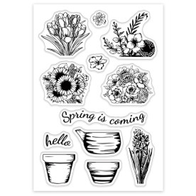 Силіконовий штамп для скрапбукінгу Весняний квітник, 11х16 см