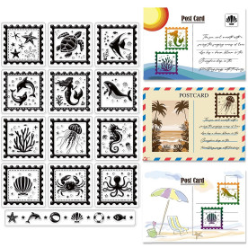 Силіконовий штамп для скрапбукінгу Морські марки, 11х16 см