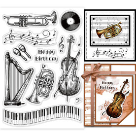 Силіконовий штамп для скрапбукінгу Музичні інструменти, 11х16 см