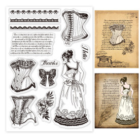 Набір силіконових штампів Вінтажна дама, 11х16 см, 1 аркуш