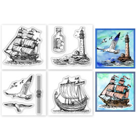 Набір силіконових штампів Морська подорож, 5.5х5.5 см, 4 шт.