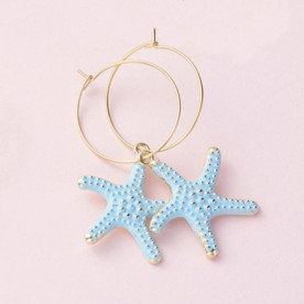 Сережки, Морська зірка, 1 пара, блакитний, 3х3 см