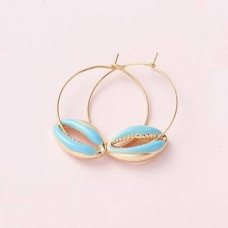 Сережки, Маленька блакитна мушля, 1 пара, 1х1,5 см