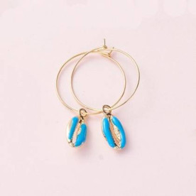 Сережки, Маленька синя мушля, 1 пара, 0,7х1 см